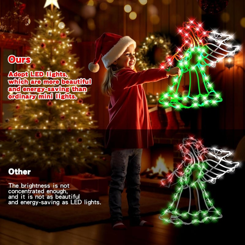 SUPHONOR 4 Pack Christmas Window Silhouette Lights Decorations, Santa Claus, Wreath, Angel, Snow Man Christmas Window Light for Holiday Wall Door Window Decorations - Image 3